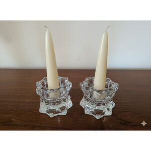 Vintage Mikasa “Sparkling Star” Crystal Candle Holders | Set of 2 | Japan | 1980